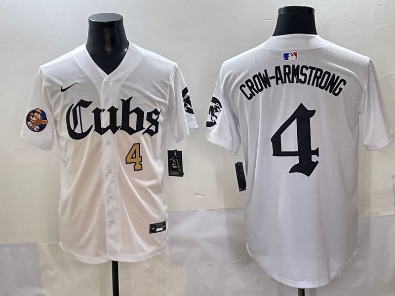 Men 2025 Chicago Cubs #4 Crow-Armstrong White Five generations Joint Name Nike MLB Jersey style 3->chicago cubs->MLB Jersey